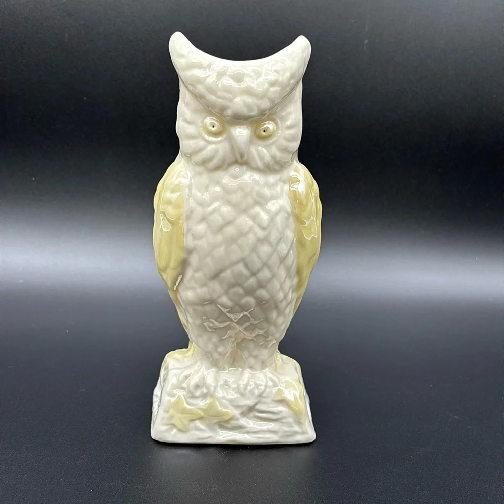 Vintage Porcelain Belleek Owl Vase